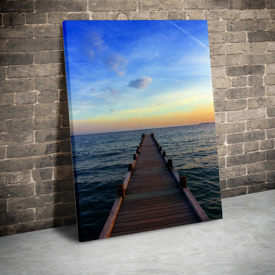 Ocean Pier Canvas Wall Art | Sunset Seascape Photography | Premium Matte Canvas Print | Coastal Home Decor for Living Room