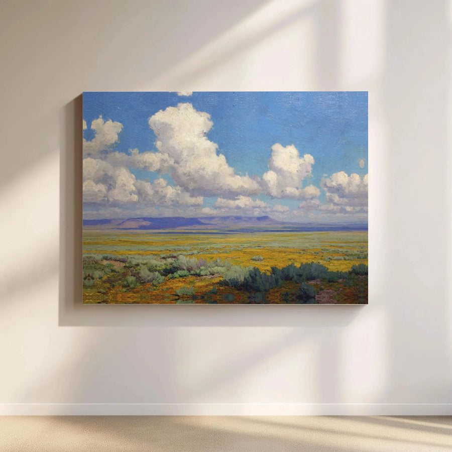 Western Prairie Landscape Canvas Art | Impressionist Wildflower Field Painting | 1.25 Inch Gallery Wrap | Premium Home Office Decor Wall Print