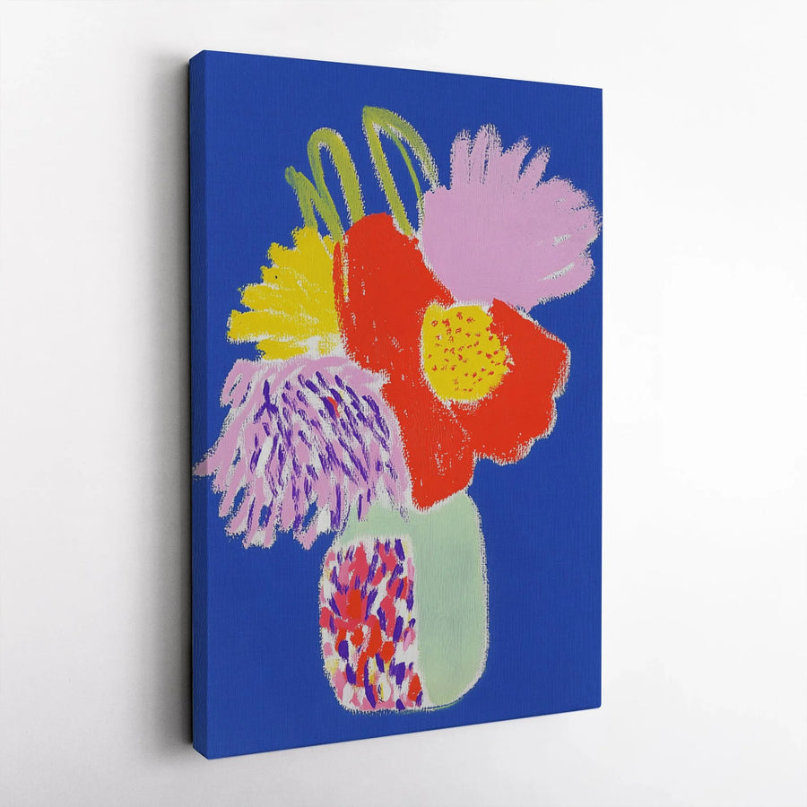 Abstract Floral Bouquet Canvas Print | Vibrant Modern Botanical Wall Art | Premium Gallery-Wrapped Quality | Colorful Home Decor Gift
