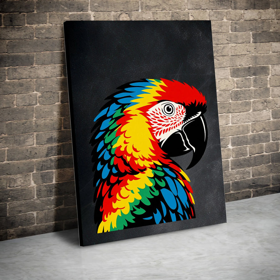 Macaw Parrot Canvas Wall Art | Vibrant Tropical Bird Pop Art | Thick Gallery Wrap Canvas | Modern Home Decor Gift for Bird Lover