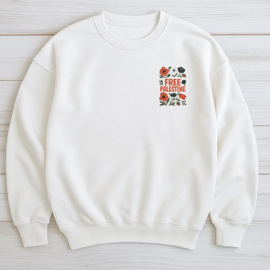 Free Palestine Sweatshirt | Poppy Flower Graphic | Soft Cotton Unisex Tee | Pro-Palestine Activist Support Gift
