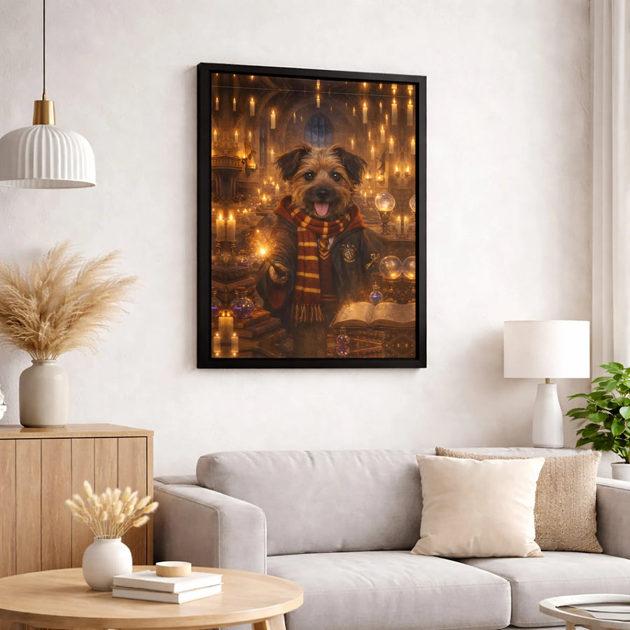 Border Terrier Wizard Canvas Art | Magical Dog Portrait With Wand | Premium Gallery-Wrapped Print | Whimsical Pet Lover Gift For Home Decor