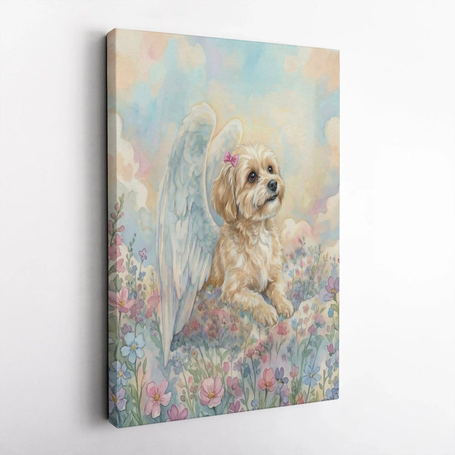 Angel Dog Memorial Canvas Art | Watercolor Pet Portrait with Wings | Premium Gallery Canvas | Pet Loss Sympathy Gift for Dog Owner