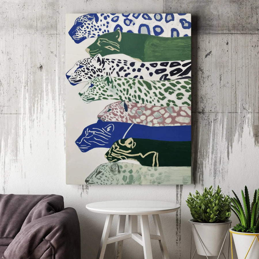 Abstract Leopard Canvas Wall Art | Modern Stacked Big Cat Illustration | Premium Gallery Wrapped Canvas | Contemporary Home Decor Gift