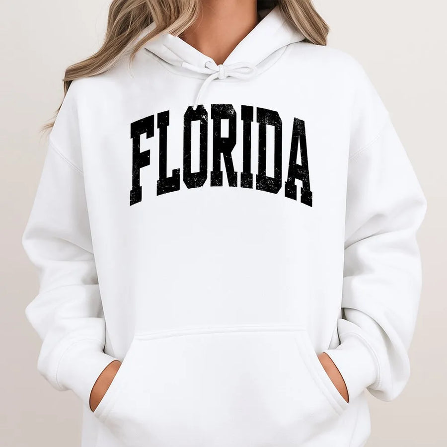 Florida Hoodie | Vintage Collegiate Arch Logo | Cozy Crewneck Pullover | Sunshine State Vacation & Souvenir Gift
