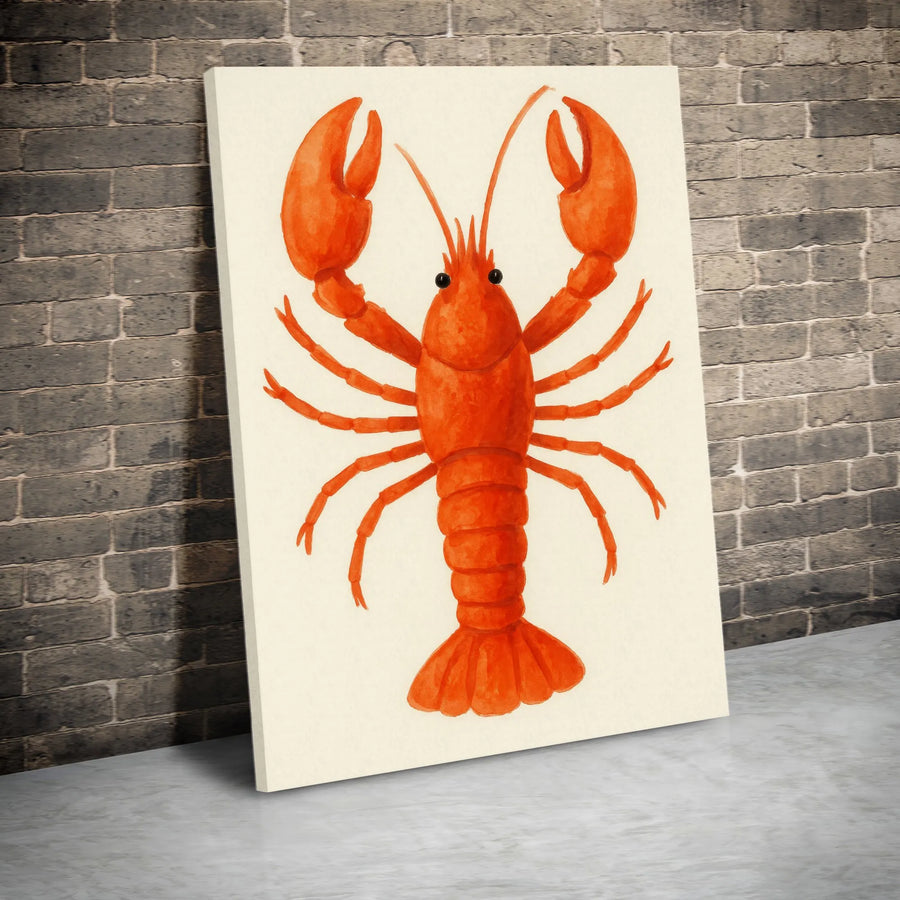 Red Lobster Wall Art | Nautical Watercolor Animal Print | Gallery Wrapped 1.25" Premium Canvas | Kitchen & Coastal Home Decor Gift