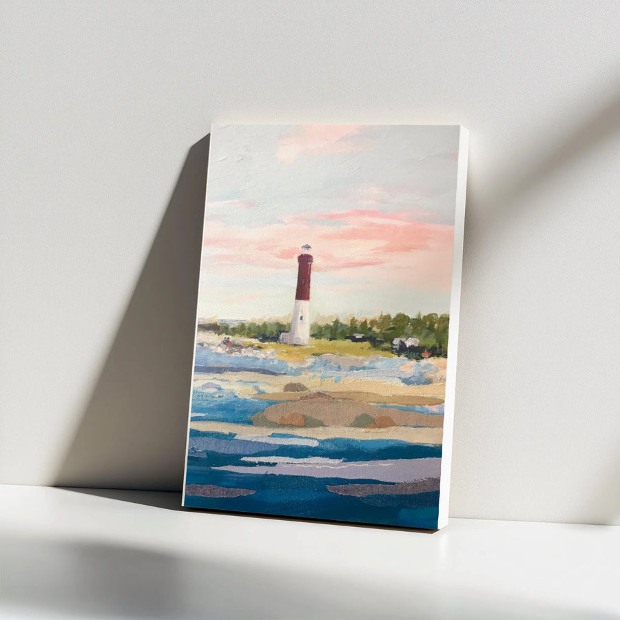Barnegat Lighthouse Canvas Wall Art | Impressionist Seascape Painting Print | Premium Coastal Decor | New Jersey Shore Gift for Beach House