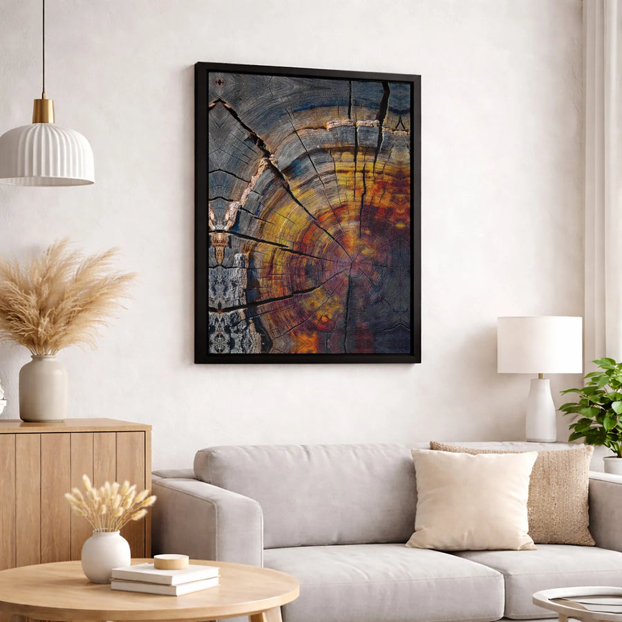 Abstract Tree Rings Canvas Print | Vibrant Wood Grain Slice Art | Gallery Quality 1.25-Inch Profile | Modern Nature Wall Decor For Home Office