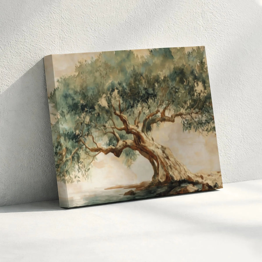 Olive Tree Canvas Wall Art | Rustic Tree of Life Painting | Premium Gallery Wrapped Canvas | Modern Farmhouse Wall Decor Gift