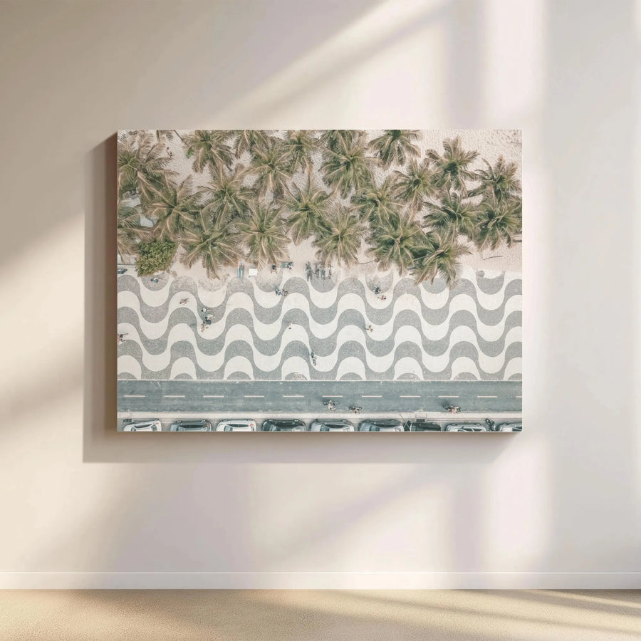 Copacabana Beach Wall Art | Iconic Rio De Janeiro Promenade Aerial View | Premium Gallery-Wrapped Canvas Print | Travel Lover Home Decor Gift
