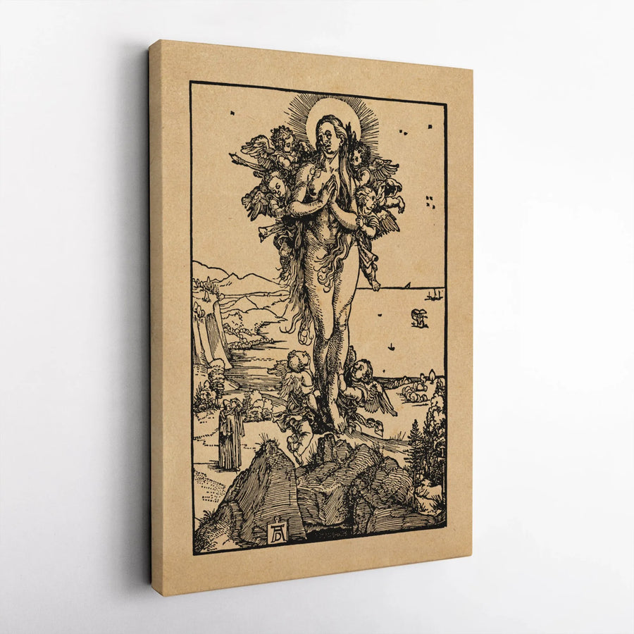 Albrecht Dürer Mary Magdalene Wall Art | Renaissance Woodcut Reproduction | Premium Gallery Wrapped Canvas | Religious Fine Art Gift