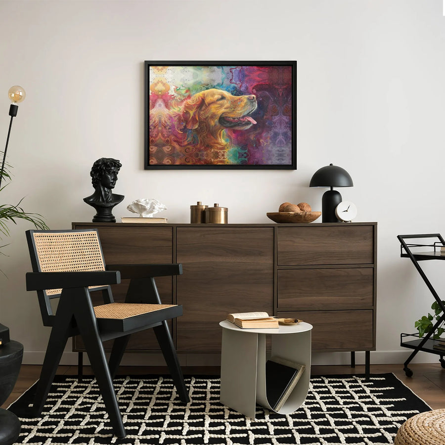 Golden Retriever Canvas Art | Psychedelic Abstract Pet Portrait | Premium Gallery-Wrapped Print | Colorful Dog Lover Gift Home Decor