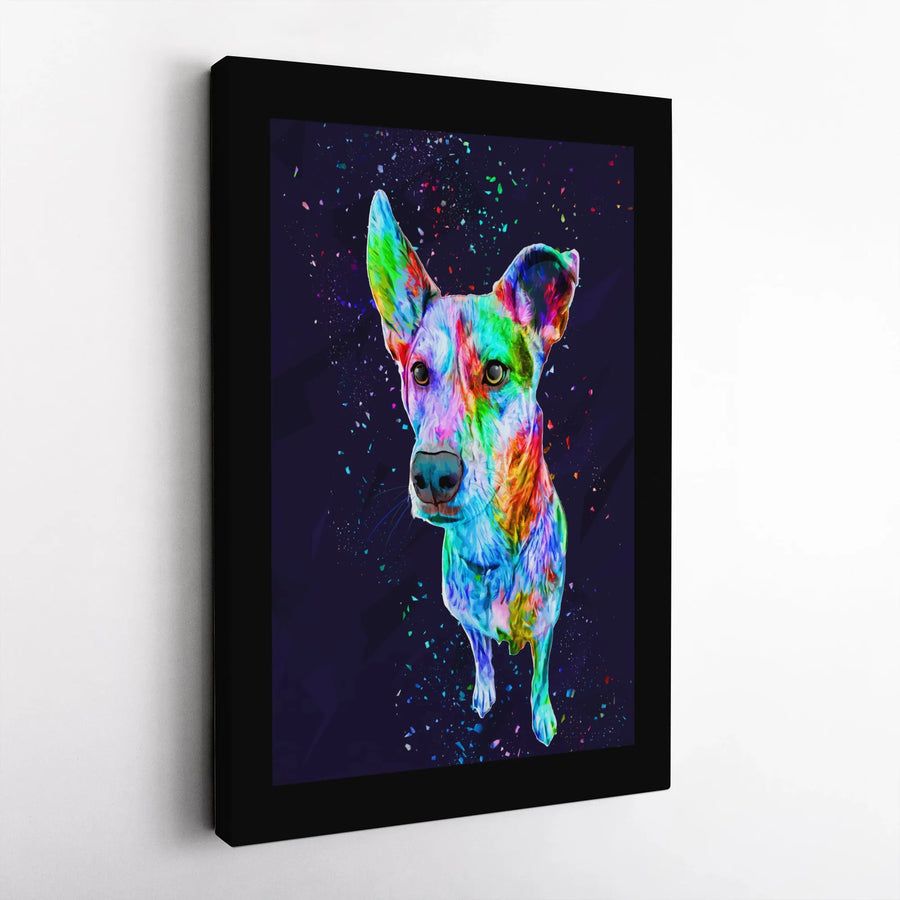 Colorful Abstract Dog Wall Art | Vibrant Rainbow Puppy Portrait | Premium Gallery-Wrapped Canvas | Modern Pet Decor Gift for Dog Lovers