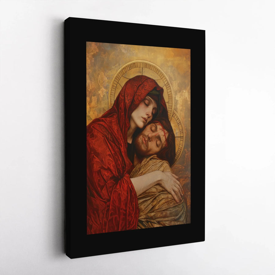 Pieta Canvas Wall Art | Virgin Mary Holding Jesus Print | Religious Fine Art Decor | Christian Home Gift for Believers