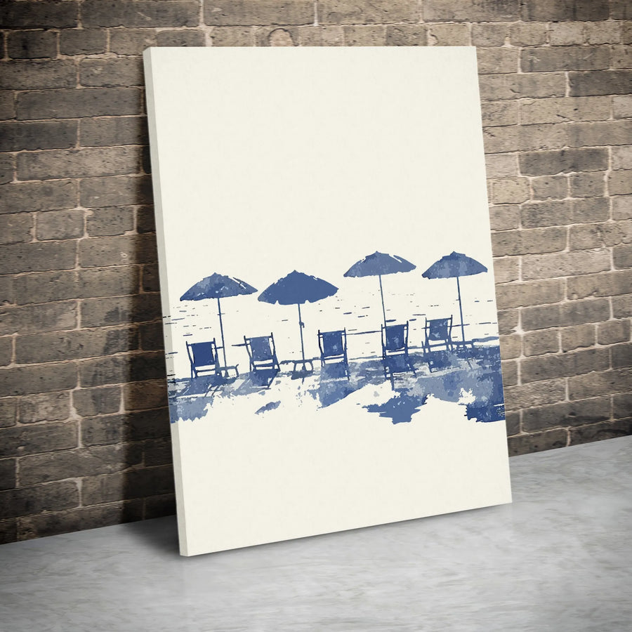 Beach Umbrella Canvas Wall Art | Coastal Watercolor Painting | Premium Fade-Resistant Gallery Print | Serene Summer Home Decor Gift