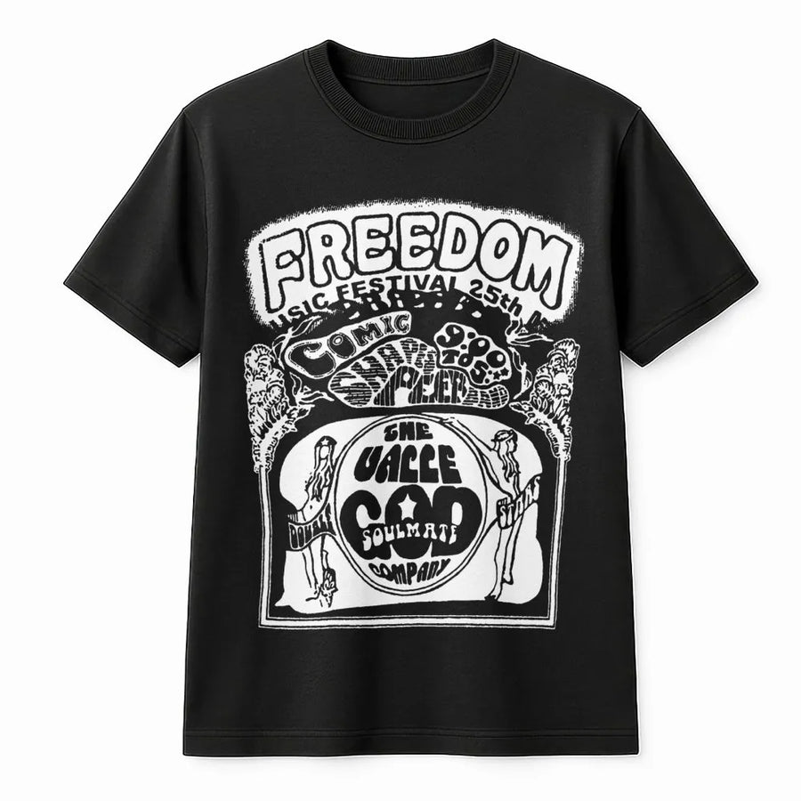 Freedom Music Festival T-Shirt | Retro 1960s Psychedelic Graphic | Premium Soft Cotton | Unisex Vintage Style Gift for Music Lovers