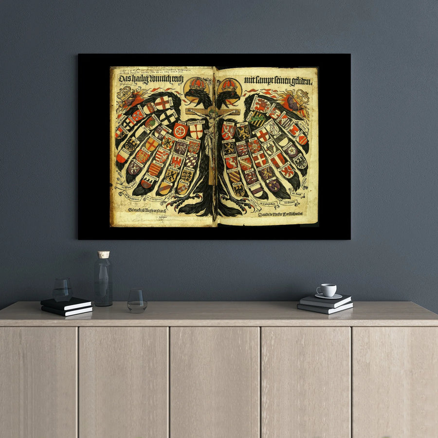 Holy Roman Empire Wall Art | Antique Double-Headed Eagle Map Print | Premium Gallery Wrapped Canvas | History Lover Gift