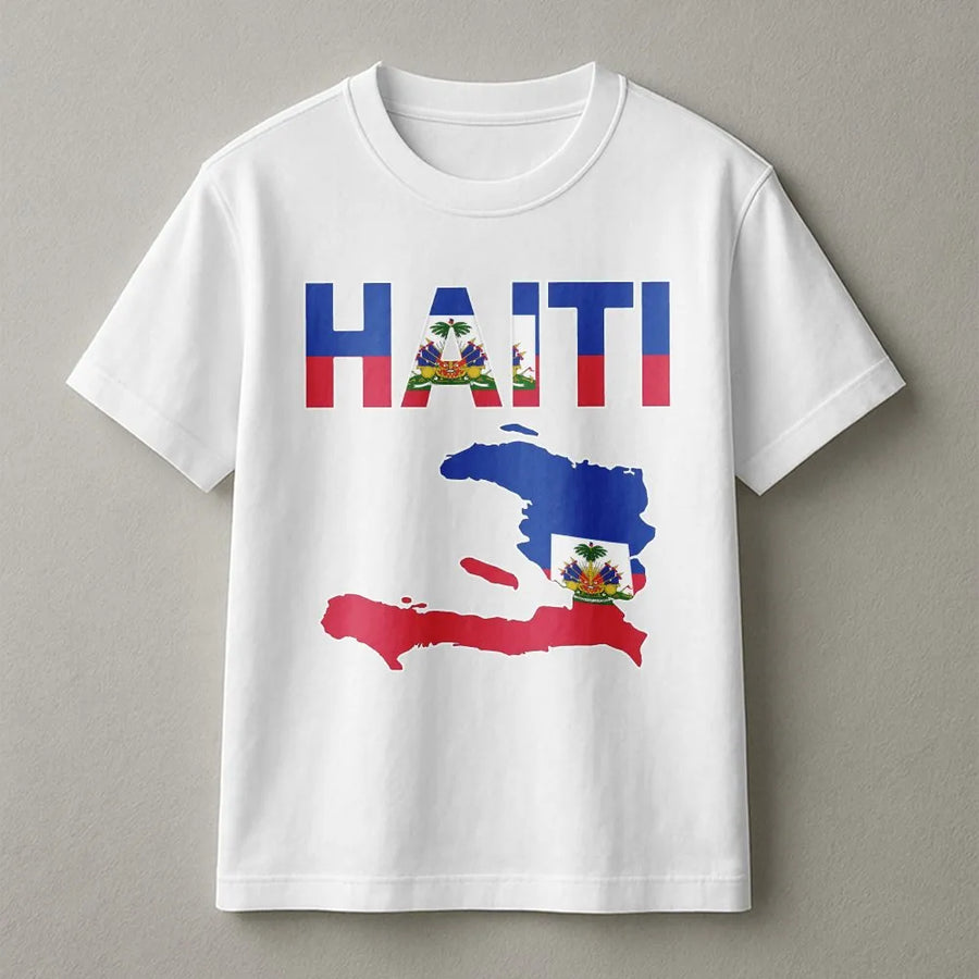 Haitian Flag T-Shirt | Haiti Map Patriotic Graphic | Premium Cotton Unisex Tee | Haitian Pride Flag Day Gift