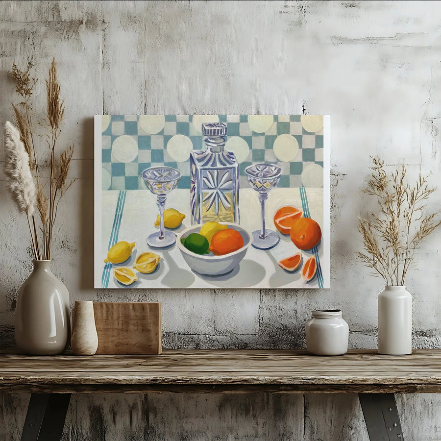 Limoncello Still Life Canvas Print | Vibrant Citrus Cocktail Painting | Gallery Quality High-Resolution Print | Kitchen & Bar Wall Decor Gift