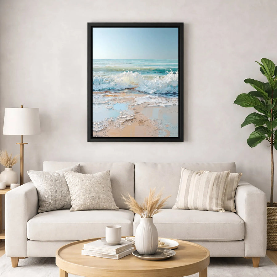 Ocean Wave Canvas Wall Art | Textured Coastal Seascape Painting | Premium Gallery Wrap Print | Beach House Home Decor Gift