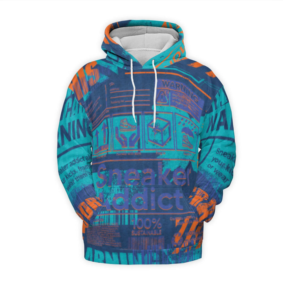 Sneaker Addict Hoodie | Streetwear Shipping Label Collage Graphic | Premium Brushed Fleece Pullover | Unisex Urban Fashion Gift for Sneakerheads