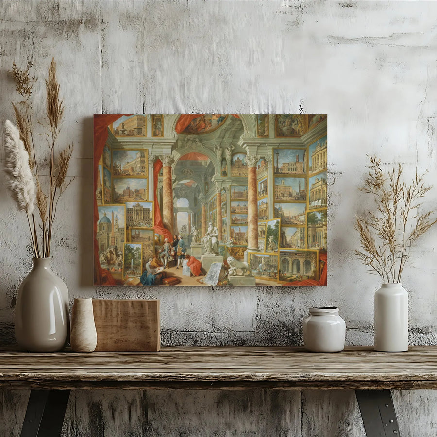 Vintage Roman Art Gallery Canvas | Panini Modern Rome Reproduction | Premium Gallery Quality Print | Collector's Wall Art for Living Room