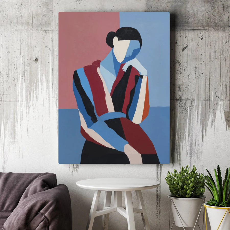 Abstract Woman Canvas Print | Modern Cubist Female Portrait | Premium Gallery Wrapped Canvas | Modern Living Room & Office Decor Gift
