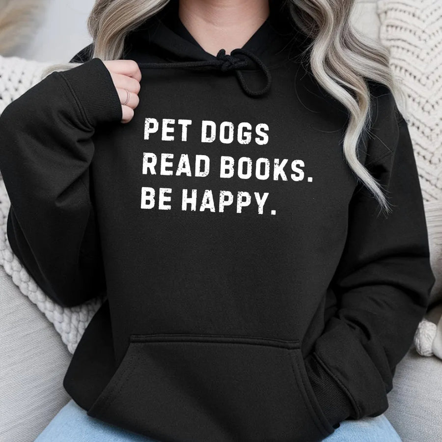 Pet Dogs Read Books Hoodie | Funny Slogan Graphic Tee | Premium Soft Cotton | Gift for Book Lovers and Readers