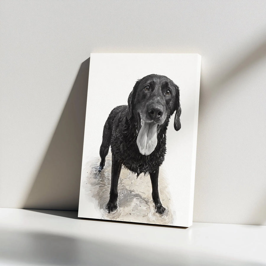 Black Labrador Retriever Wall Art | Wet Dog Portrait Print | 1.25 Inch Gallery Wrap Canvas | Premium Pet Lover Home Decor Gift