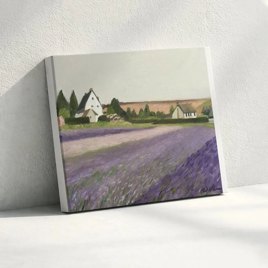 Lavender Field Canvas Wall Art | French Countryside Landscape Print | Premium Gallery Wrap Decor | Farmhouse Aesthetic for Living Room