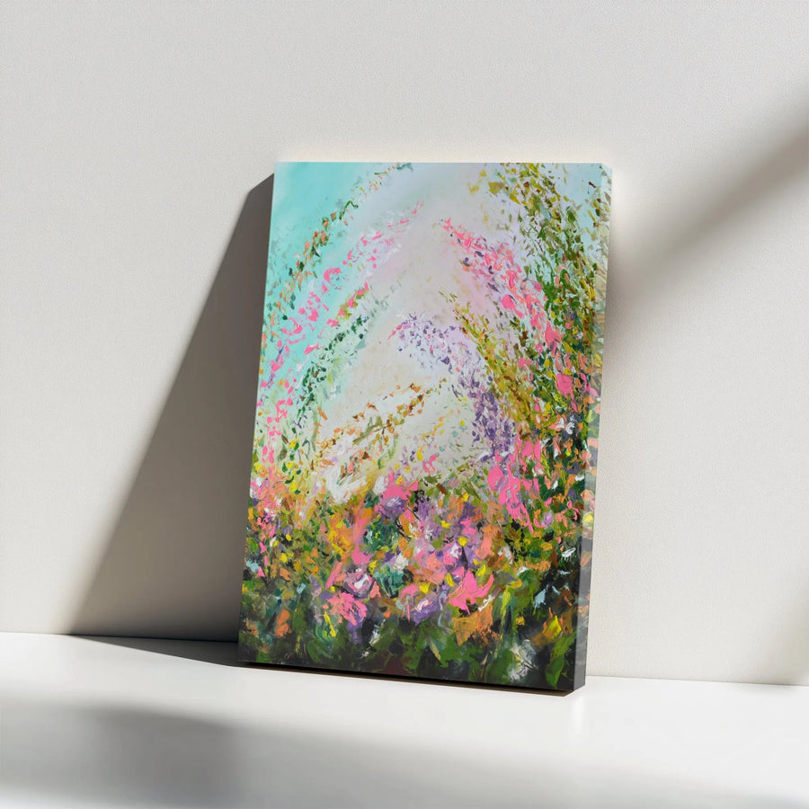 Abstract Floral Field Canvas Wall Art | Impressionist Wildflower Meadow Print | 1.25 Inch Gallery Wrap | Premium Home Decor Gift