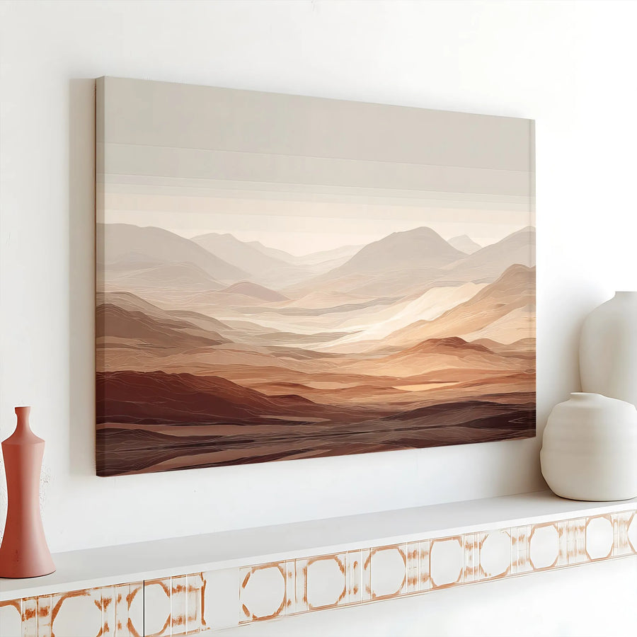 Abstract Mountain Landscape Canvas Print | Modern Earth Tone Horizon Wall Art | 1.25-Inch Gallery Wrap | Minimalist Boho Home Decor Gift