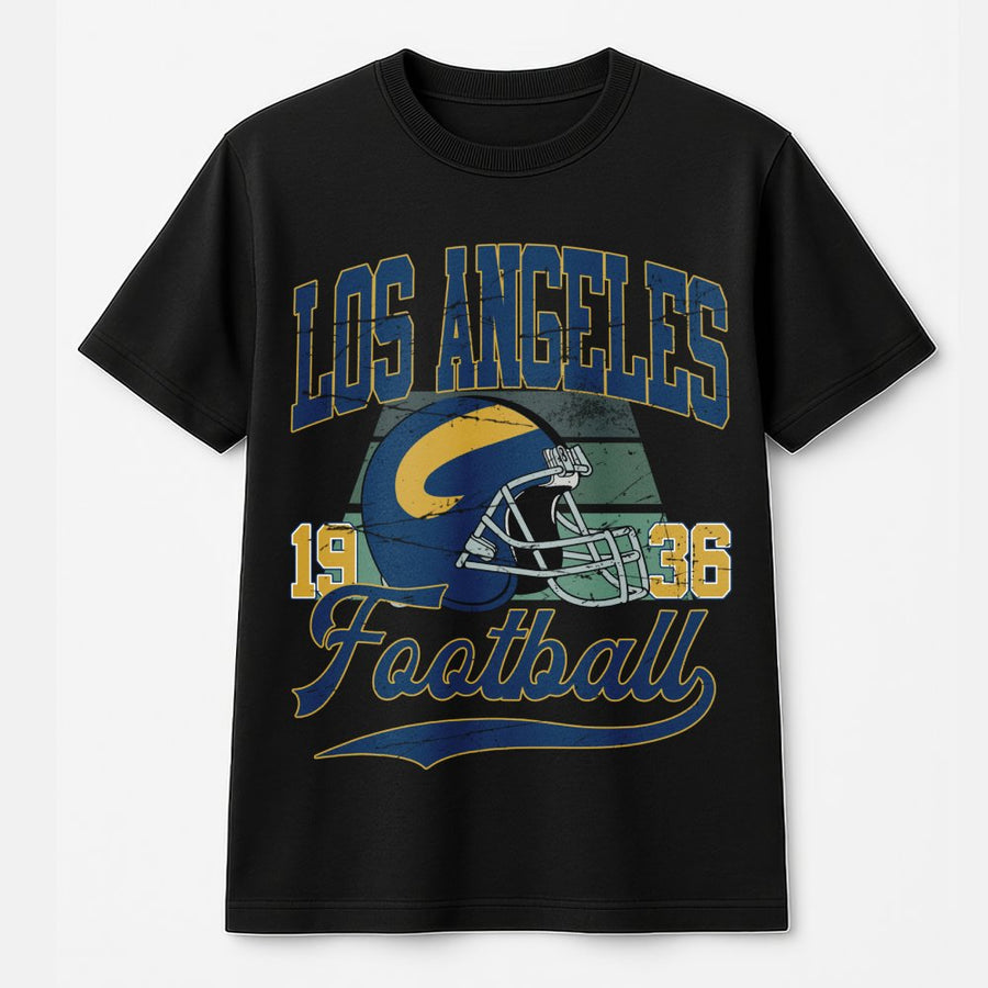 Los Angeles 1936 Football With A Vintage Los Angeles Rams Football Helmet T-Shirt
