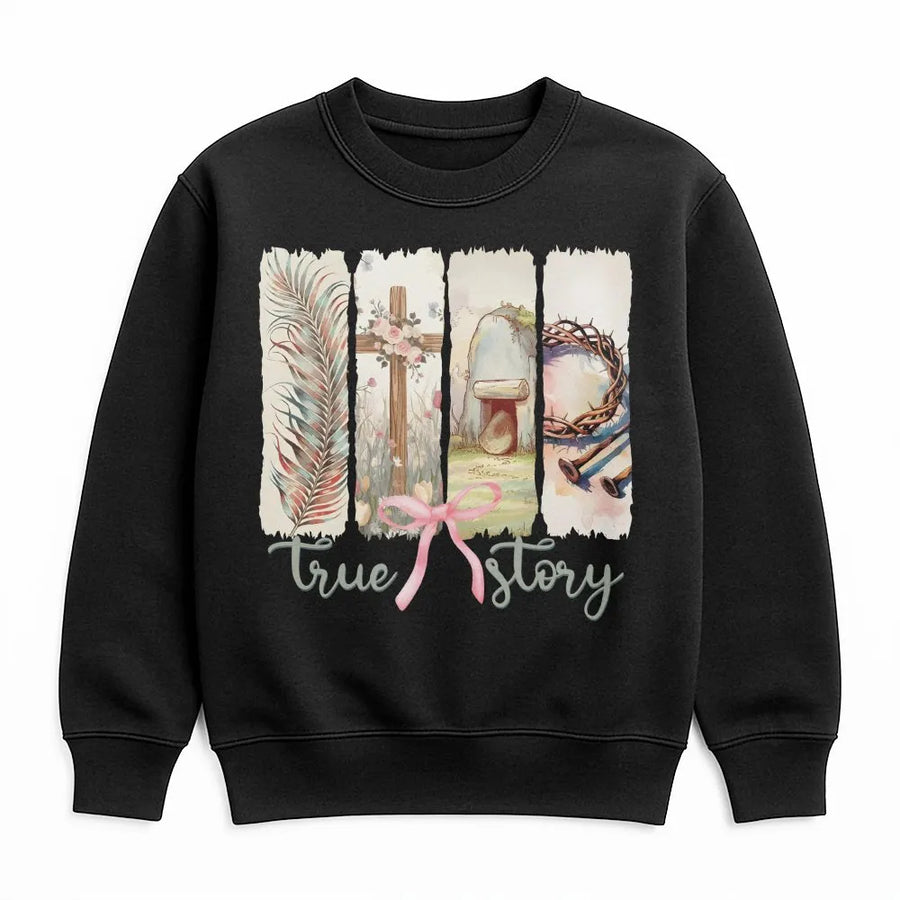 Christian Easter Sweatshirt | He Is Risen Coquette Bow Graphic | Soft Cotton Tee | Faith Based Gift for Women