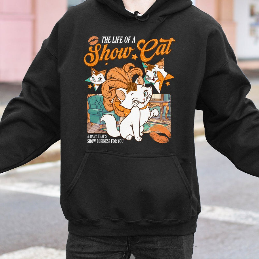 The Life Of A Show Cat Hoodie | Retro Aesthetic Kitten Graphic | Premium Cotton Blend | Funny Gift For Cat Mom And Pet Lovers