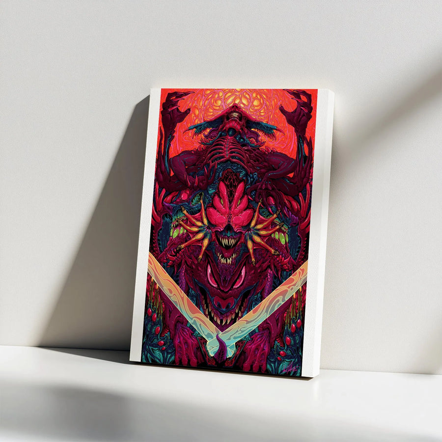 Cosmic Horror Monster Canvas Art | Psychedelic Demon Illustration | Premium Fade-Resistant Print | Collector's Gift for Horror Fans