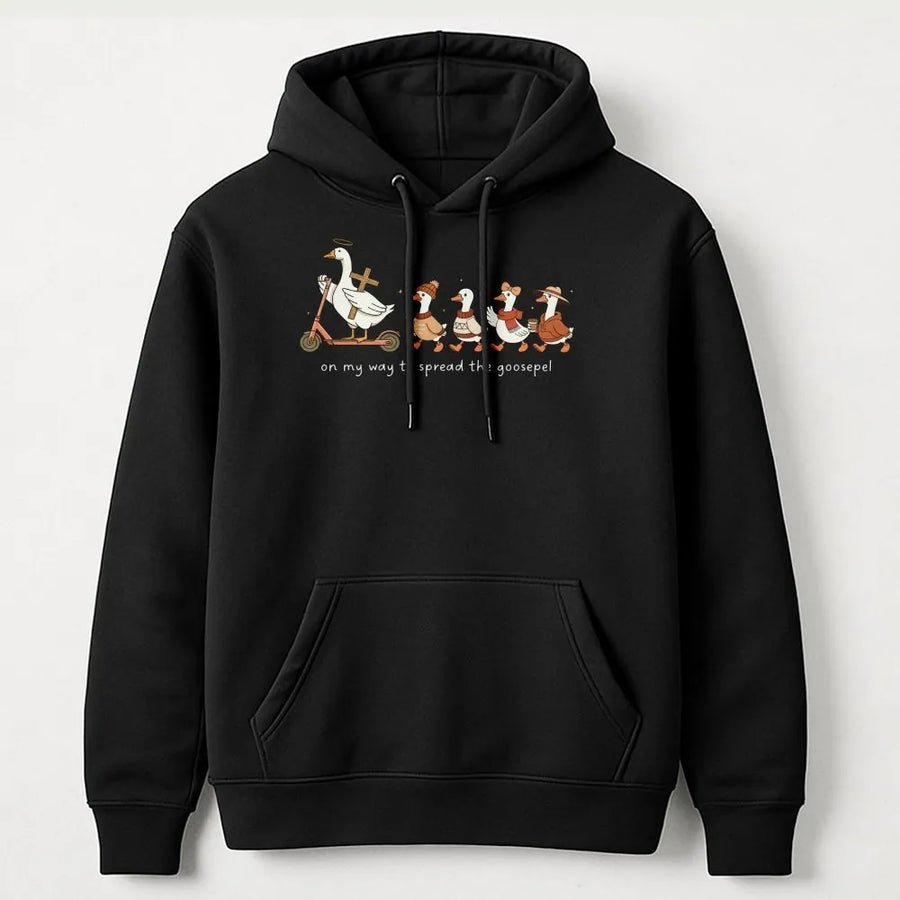 Funny Christian Goose Hoodie | Spread The Goosepel Cute Duck Design | Premium Unisex Cotton Blend Pullover | Faith Based Gift For Her & Him