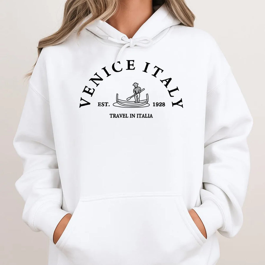 Venice Italy Hoodie | Gondola Travel Aesthetic Graphic | Premium Cotton Blend | Unisex Italy Souvenir Gift for Travelers