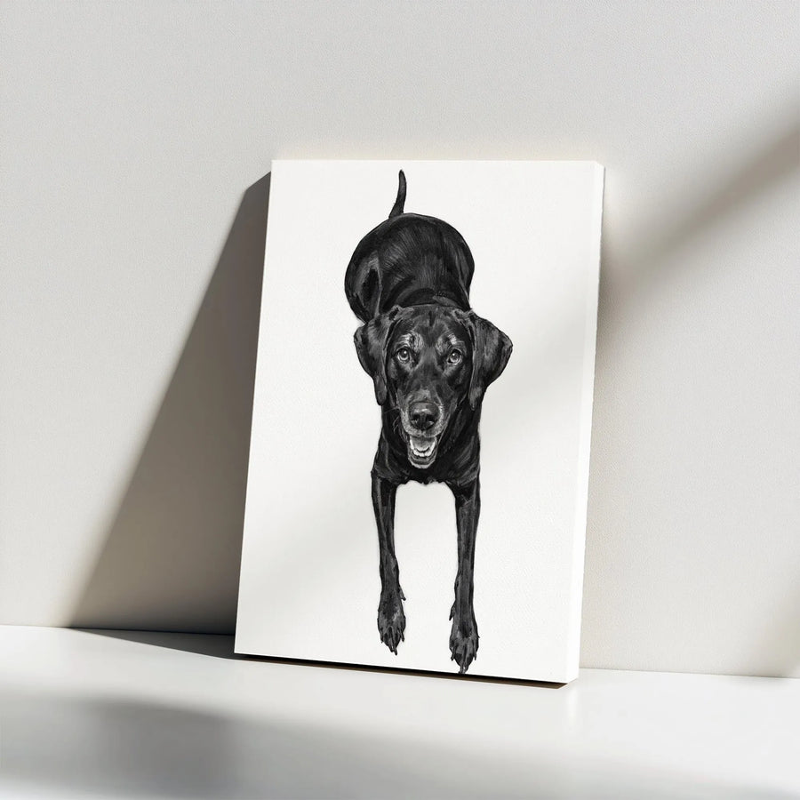 Black Labrador Dog Canvas Wall Art | Charcoal Sketch Portrait | 1.25" Gallery Wrap | Premium Pet Lover Gift Decor