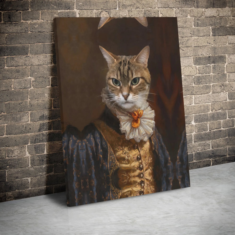 Regal Tabby Cat Canvas | Renaissance Royal Pet Portrait | Premium 1.25-inch Gallery Wrap | Unique Gift for Cat Lovers & Art Collectors