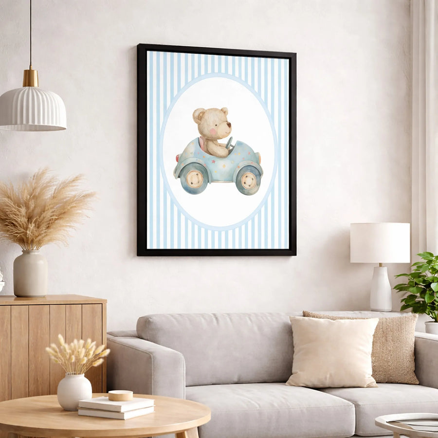 Watercolor Teddy Bear Wall Art | Baby Boy Nursery Decor Print | Premium 1.25" Thick Canvas | Perfect Baby Shower Gift Idea