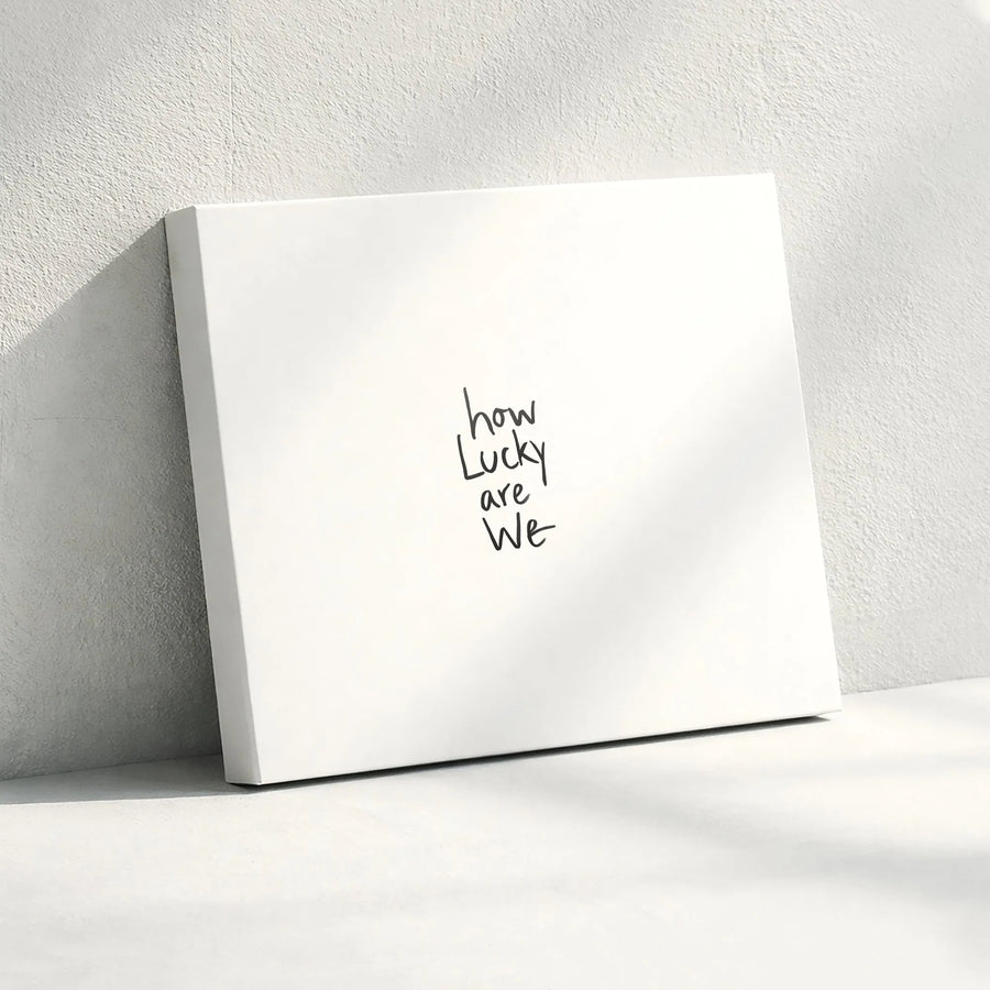 How Lucky Are We Wall Art | Minimalist Typographic Canvas Print | Premium 1.25-Inch Gallery Wrap | Modern Home Decor Gift for Couples