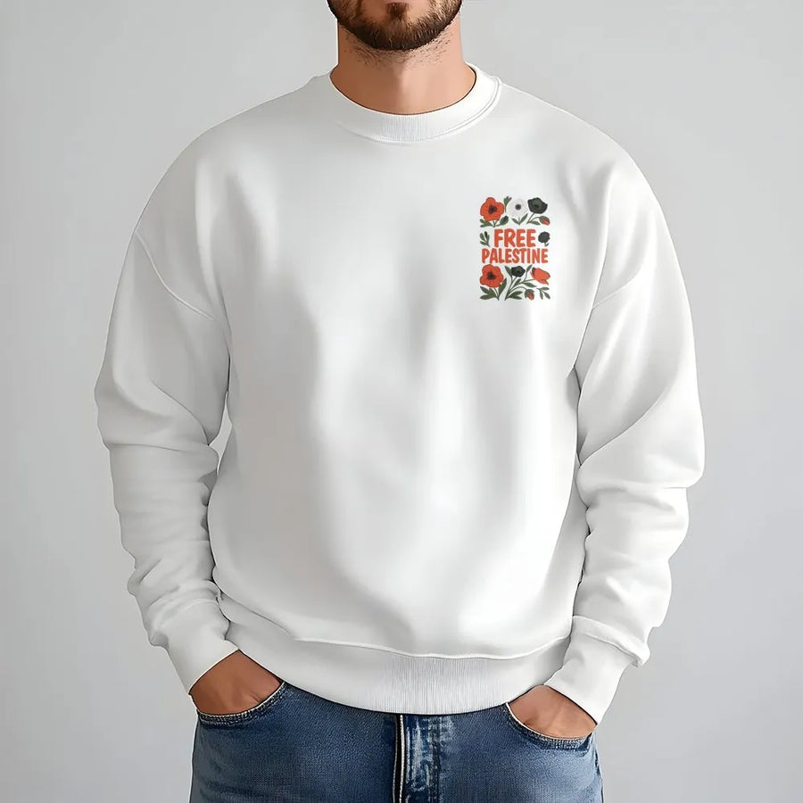 Free Palestine Sweatshirt | Poppy Flower Graphic | Soft Cotton Unisex Tee | Pro-Palestine Activist Support Gift