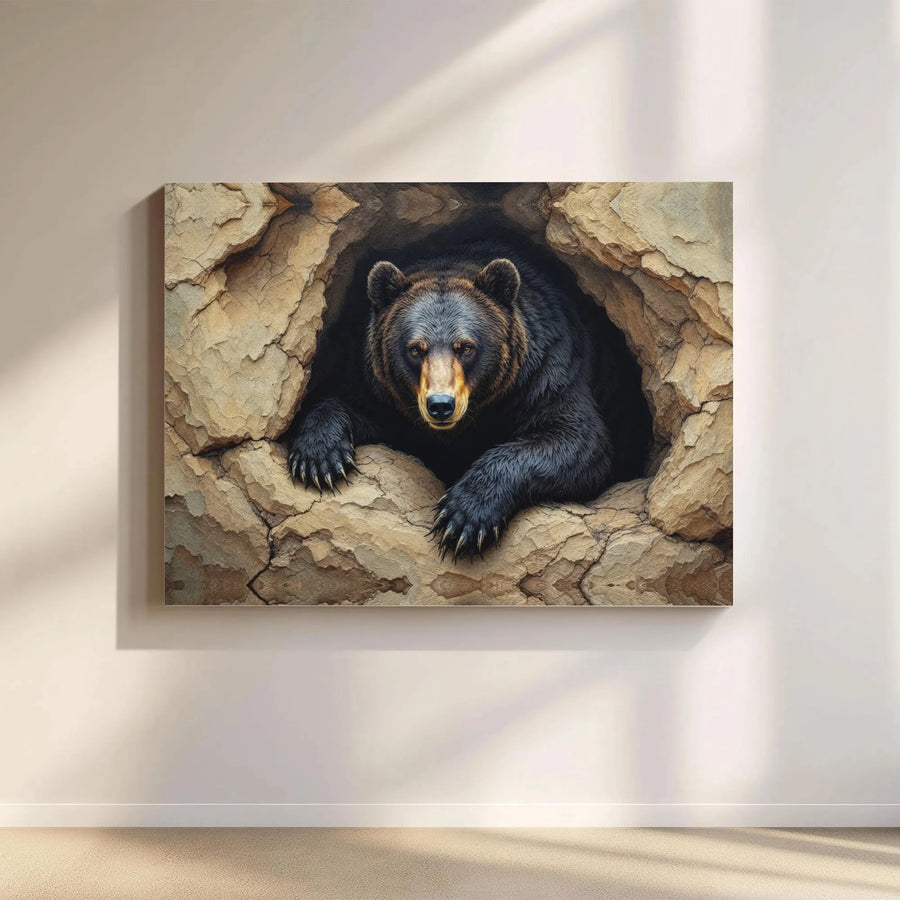 Black Bear Wall Art | Realistic Forest Animal Canvas Print | 1.25" Gallery Wrap | Wildlife Cabin Decor Gift for Nature Lovers