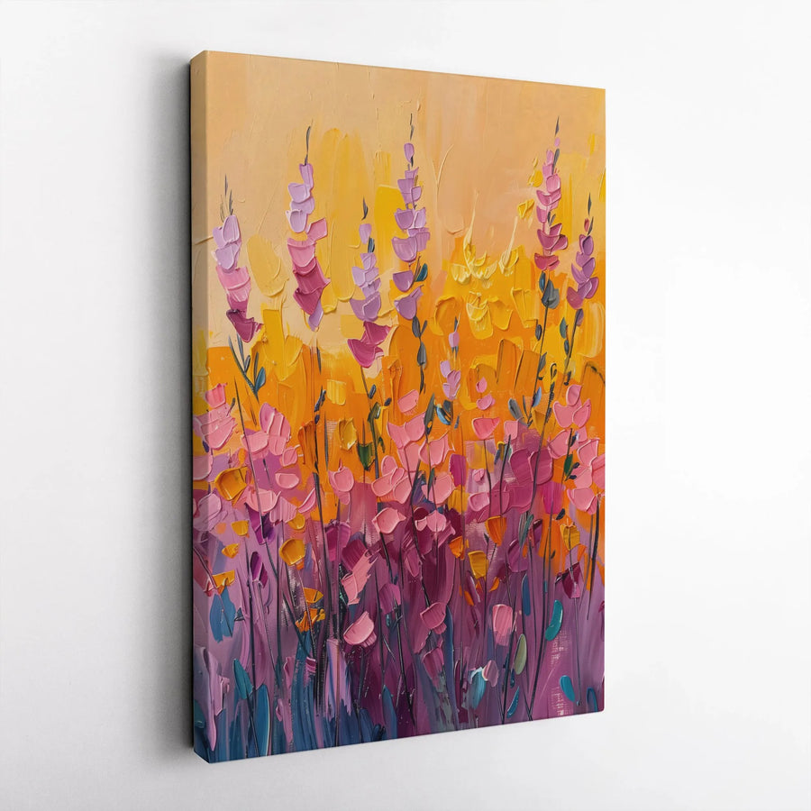 Abstract Wildflower Field Canvas Wall Art | Textured Impasto Floral Print | Premium Gallery-Wrapped 1.25" Profile | Vibrant Home Decor Gift