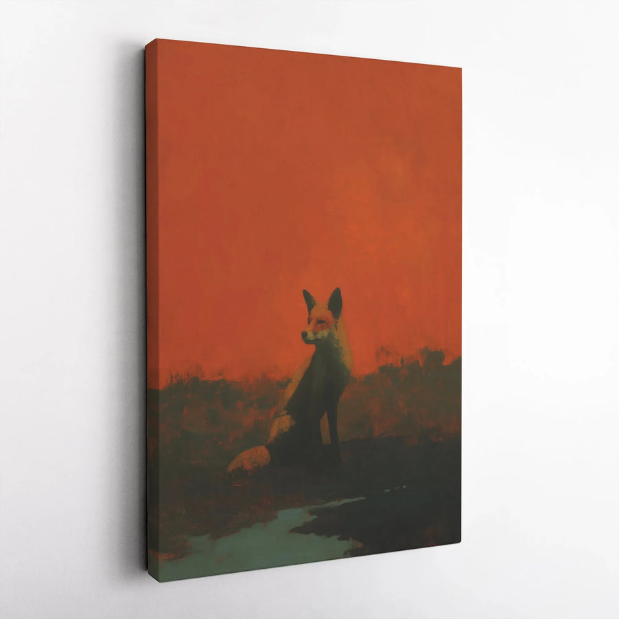 Fox Wall Art Canvas | Abstract Wildlife Sunset Painting | Premium Gallery Wrapped 1.25" Profile | Rustic Modern Home Decor for Living Room