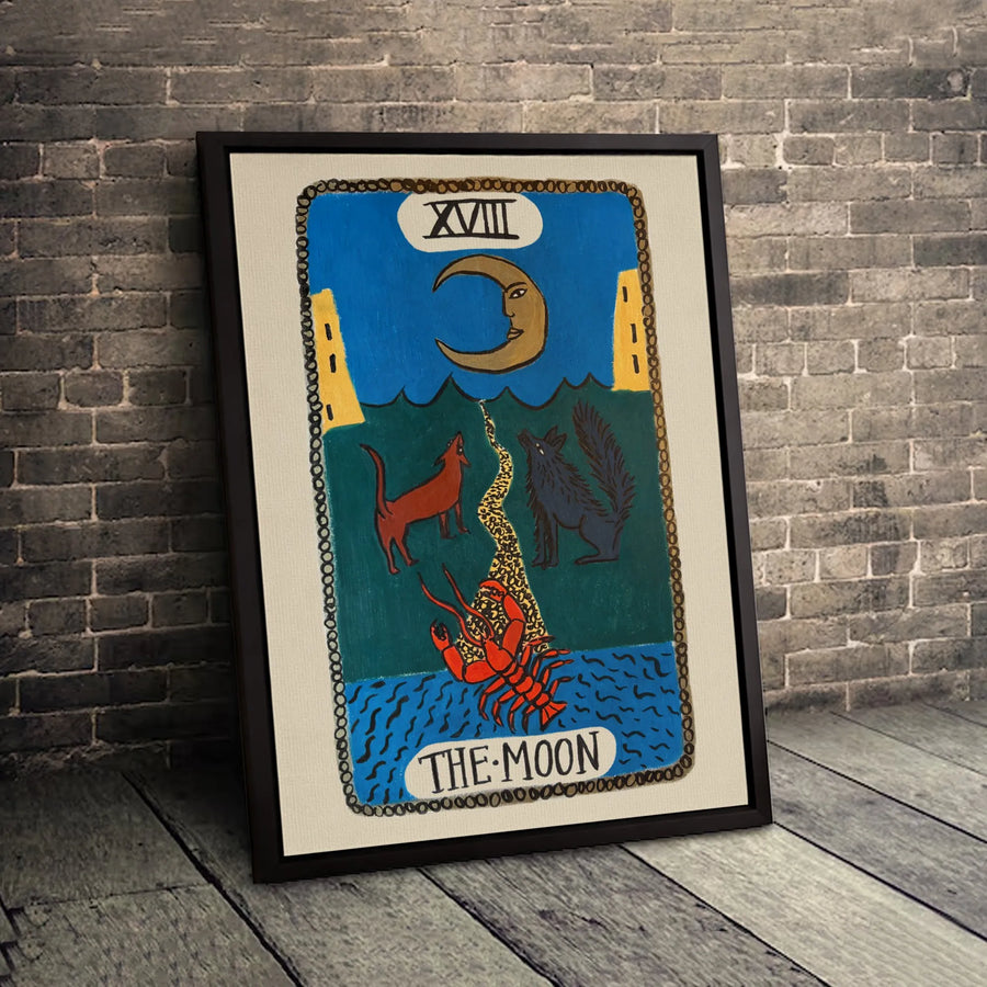 The Moon Tarot Card Wall Art | XVIII Celestial Astrology Canvas Print | Gallery-Quality Premium Decor | Spiritual Home Office Gift