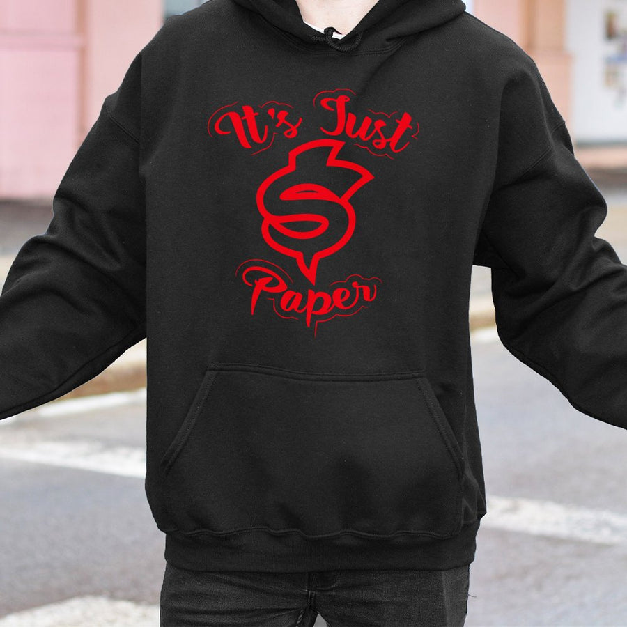 It's Just Paper Hoodie | Money Sign Graphic Sweatshirt | Premium Cotton-Polyester Blend | Trendy Streetwear Gift for Hustlers