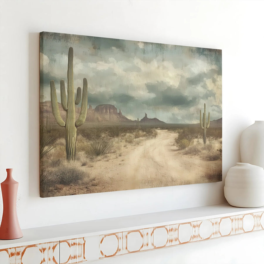 Desert Cactus Canvas Print | Southwestern Landscape Wall Art | Premium Fade-Resistant Decor | Western Home & Office Gift