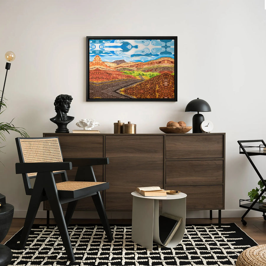 Desert Landscape Canvas Art | Symmetrical Southwest Winding Road Print | Premium Gallery-Wrapped Wall Decor | Western Home Office Gift Idea